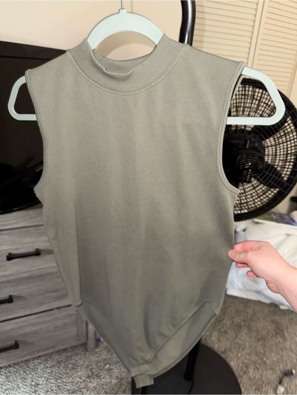 Primark Sleeveless Mock Neck Bodysuit in Olive